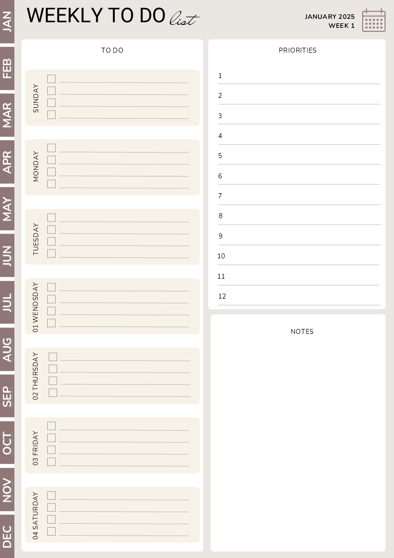 One Year Plan